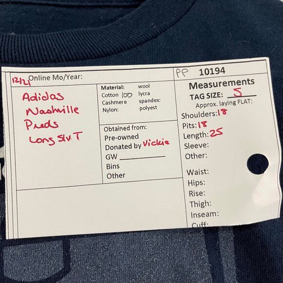 Small Nashville Predators NHL Hockey T-shirt T Shirt top by Adidas navy blue - Picture 8 of 8